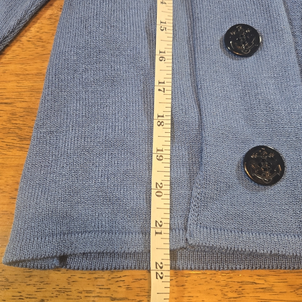 San Remo Cardigan Sweater Womens Medium Blue Nautical Anchor Buttons Vintage USA - Picture 7 of 10
